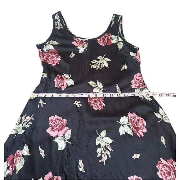 Y2K Women M Tank Romantic Floral Satin Slip Dress Whimsigoth Asymmetrical Vtg - Picture 7 of 7